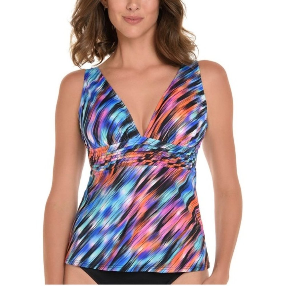 Trimshaper Womens Tankini Swimsuit Top Plus Multi
